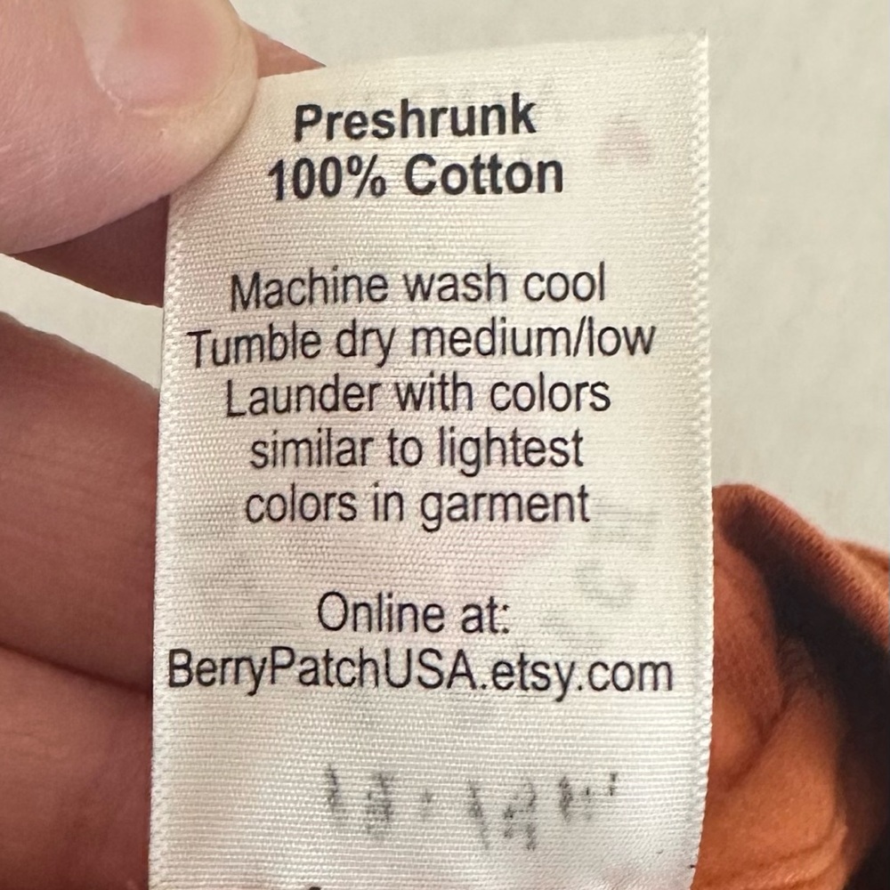 Berry Patch USA Kids Orange Long Sleeve Preshrunk Cotton Tee size 12-18 mns - Picture 5 of 6